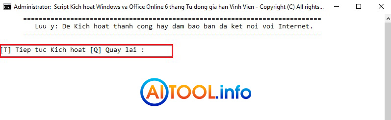 Nhấn phím T để tiếp tục